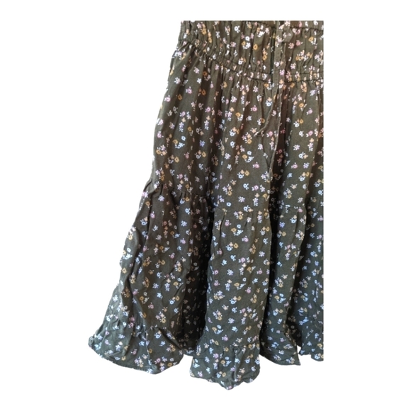 Aeropostale Boho Ditsy Floral Scoop Neck A Line Dress Women's XS Martini Olive - Picture 9 of 11